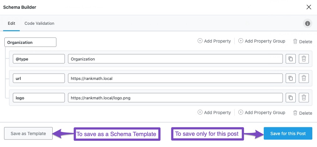 Saving Custom Schema